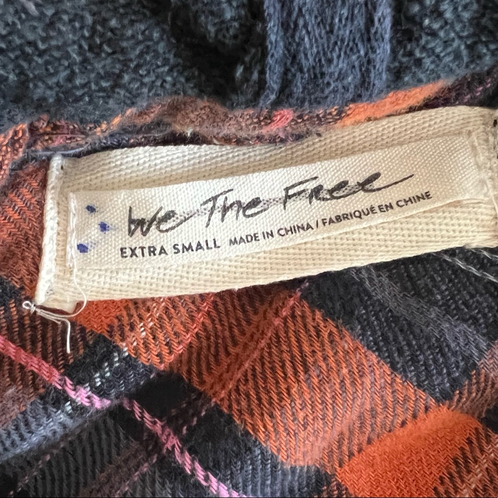 We the Free Calico Basin Plaid Flannel Distressed Hooded Jacket Shacket XS - Picture 10 of 16